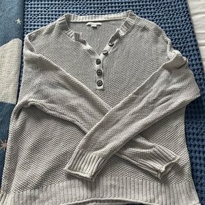 American eagle light blue knit sweater with button detail